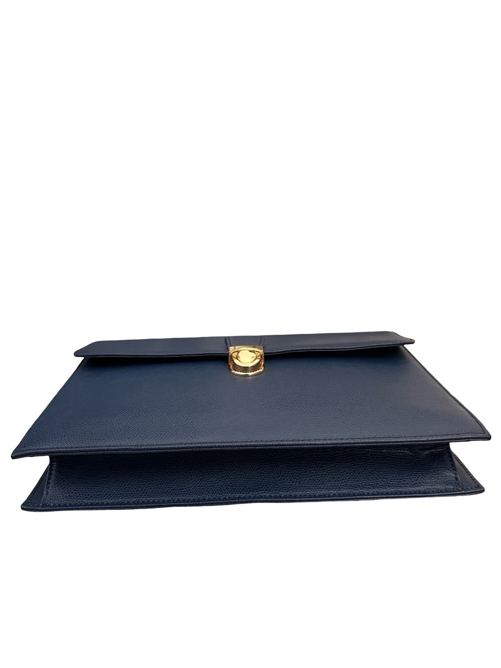 Vintage Yves Saint Laurent Navy Blue Leather Briefcase Top Handle Bag YSL - Picture 15 of 15